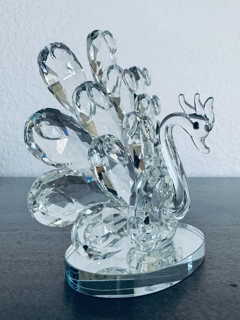 Crystal Glass Peacock Figurine
